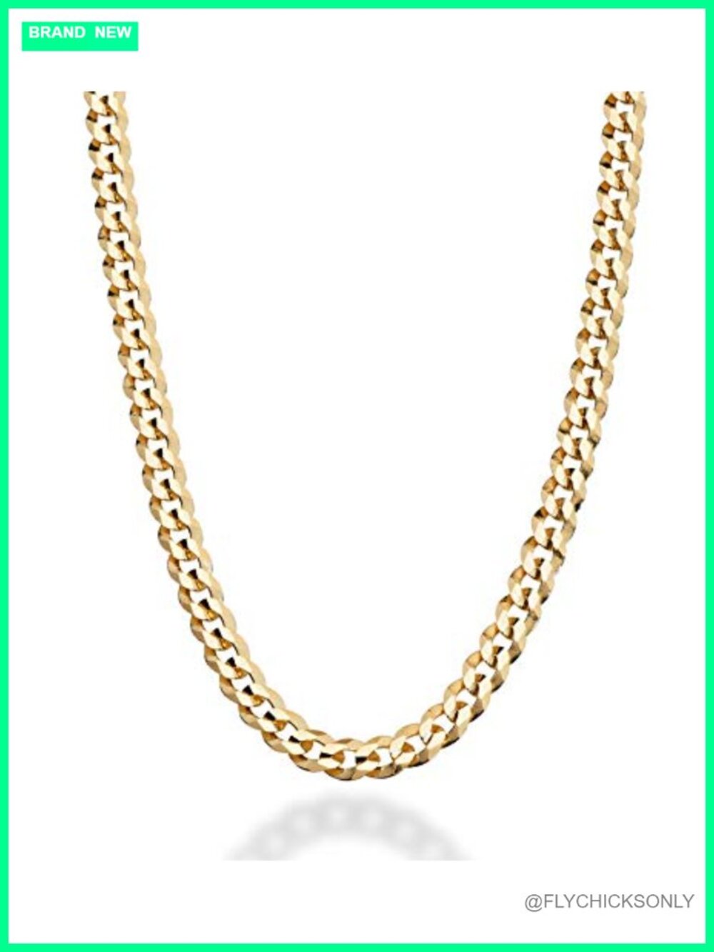 18K Gold Plated 925 Sterling Silver 5mm Curb Chain Necklace 22 Inch Men Women